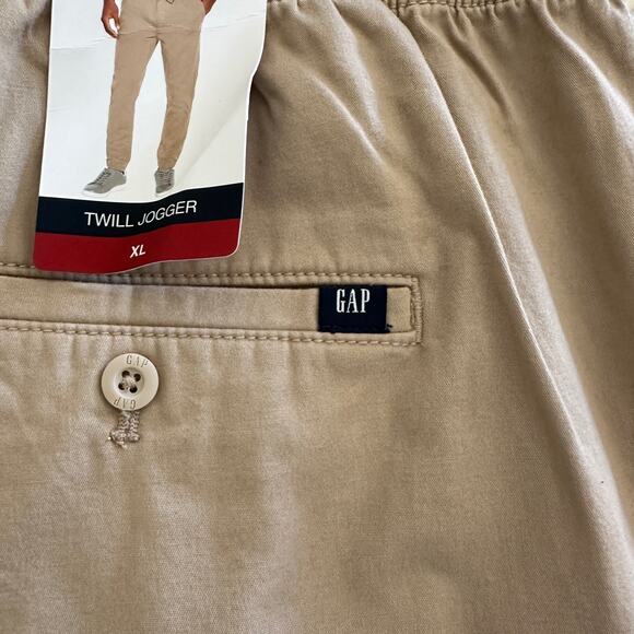 GAP | Mens Twill Joggers NEW Size XL Khaki Casual Jogger Pants Normcore Basic - Picture 7 of 12